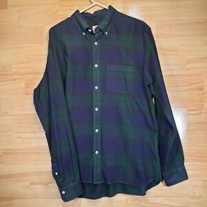 Brooks Brothers Red Fleece Plaid Flannel Shirt Mens L Green Blue Button Down